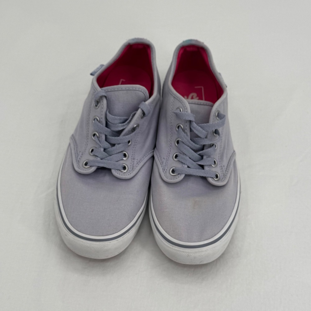Vans Lavender Purple Canvas Low Top Sneakers Womans Sz 10 Shoes Woven Heel READ